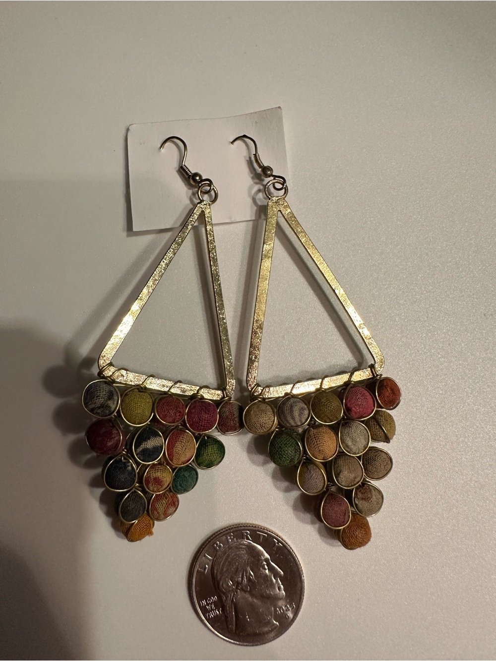 Multicolor Metallic Triangle Drop Earrings